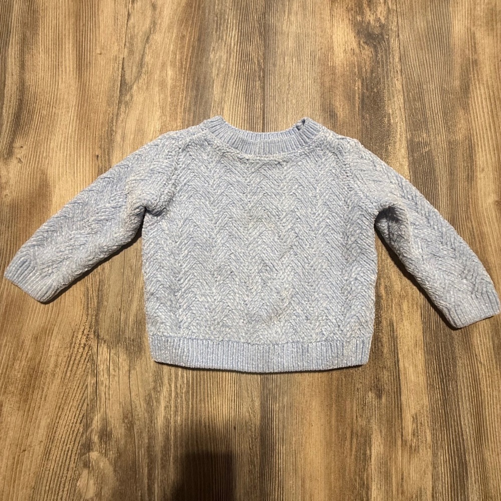 OshKosh B'gosh Sweater Light Blue Chenille Cable Knit Cottagecore
